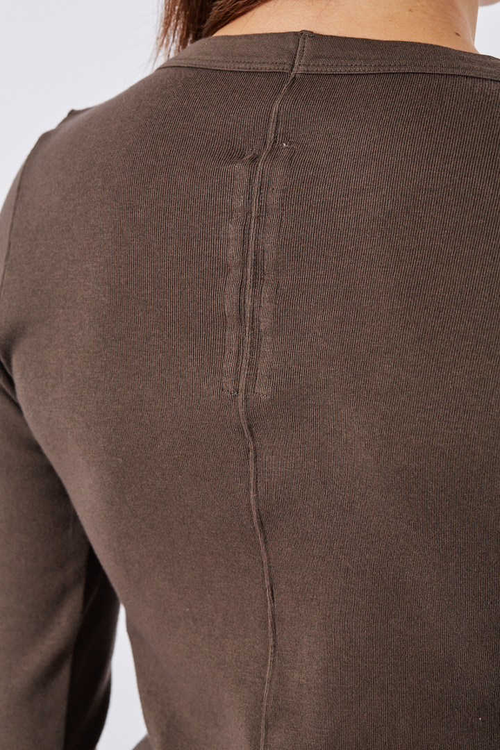 Knit T-Shirt Rib LS T - Dark Dust