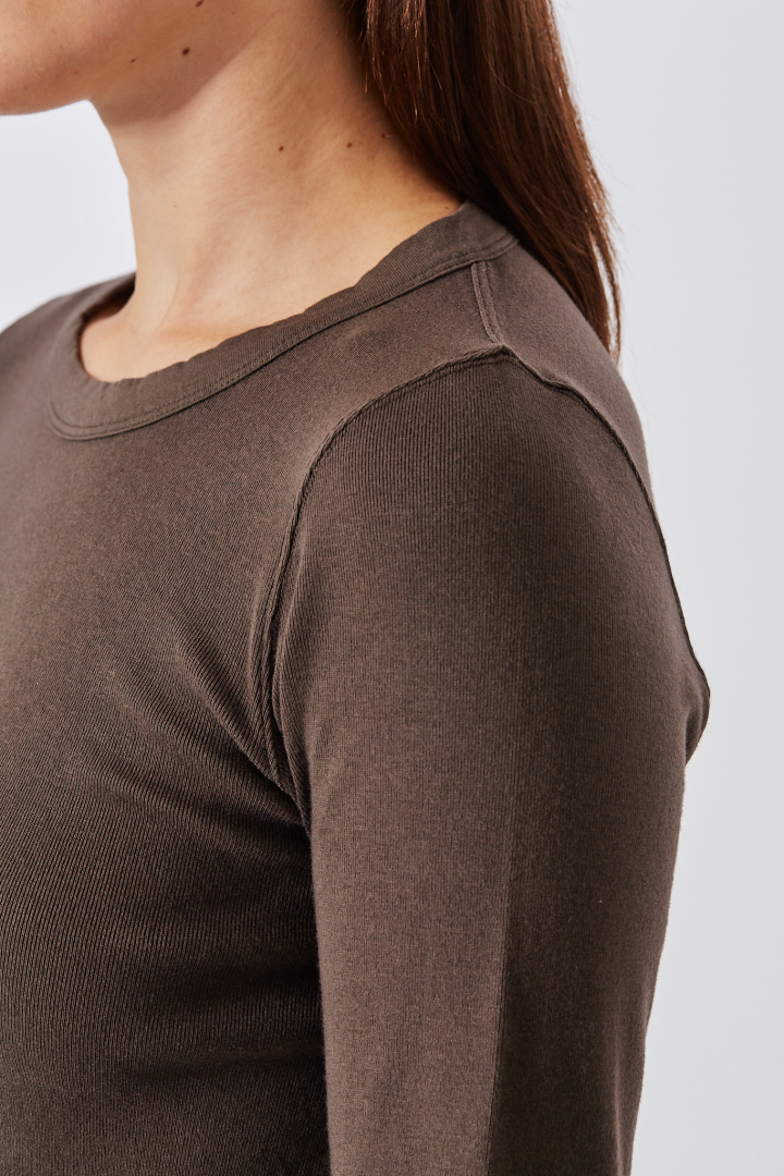 Knit T-Shirt Rib LS T - Dark Dust