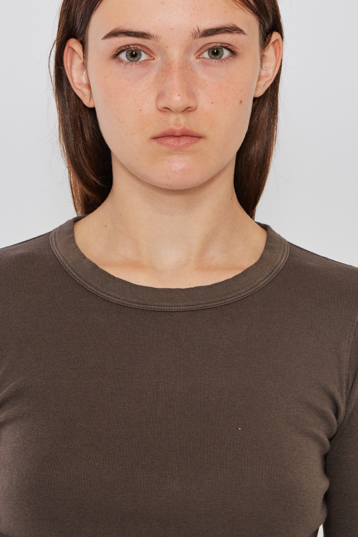 Knit T-Shirt Rib LS T - Dark Dust