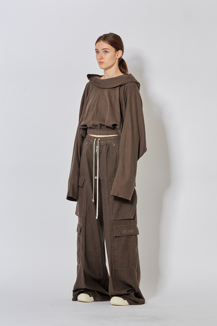 Knit T-Shirt Cropped Hooded Tunic - Dark Dust