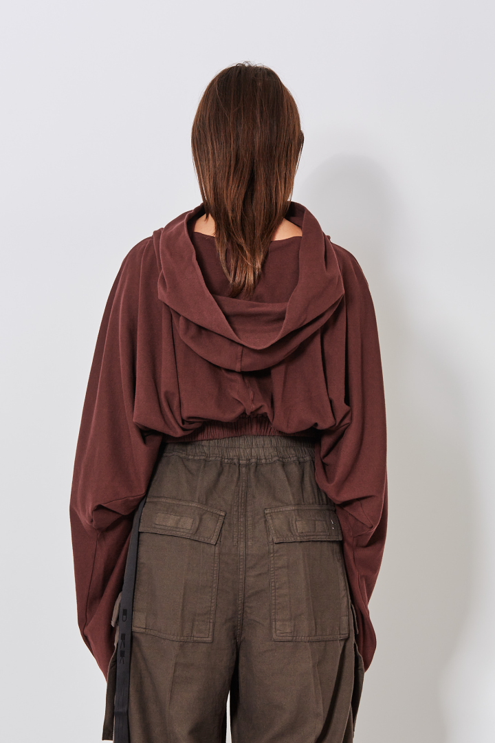 Knit T-Shirt Cropped Hooded Tunic - Scab