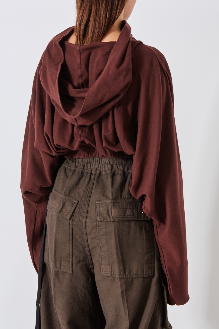 Knit T-Shirt Cropped Hooded Tunic - Scab