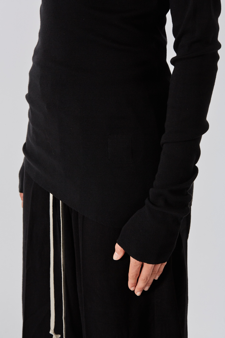 Knit T-Shir Rib LS T - Black