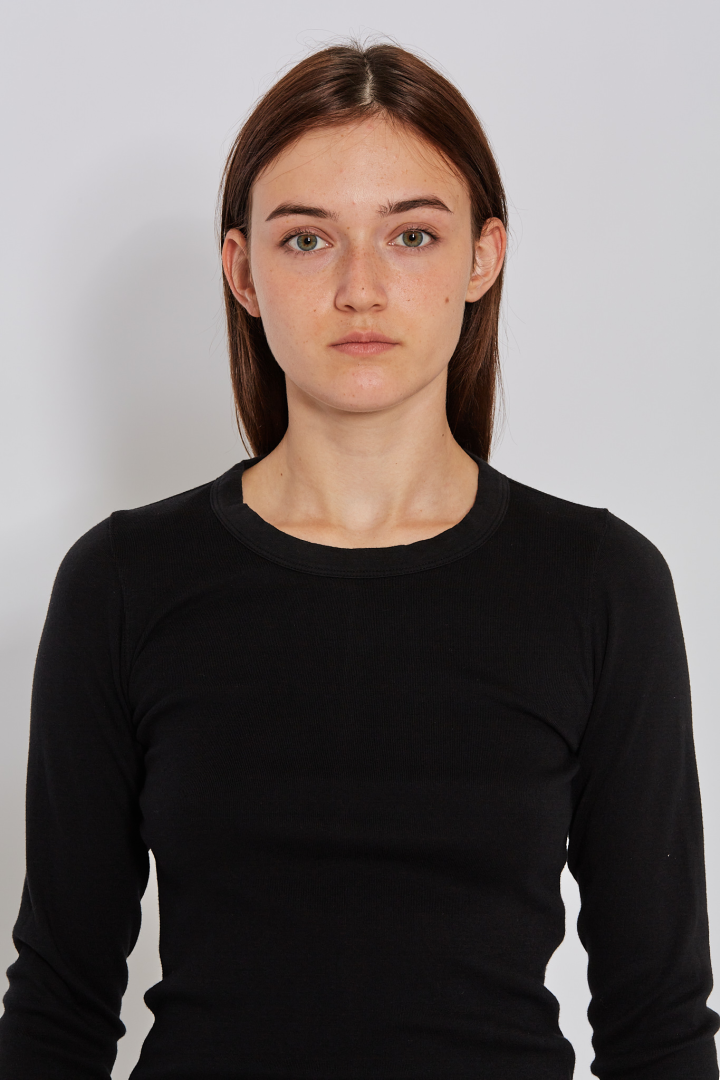 Knit T-Shir Rib LS T - Black