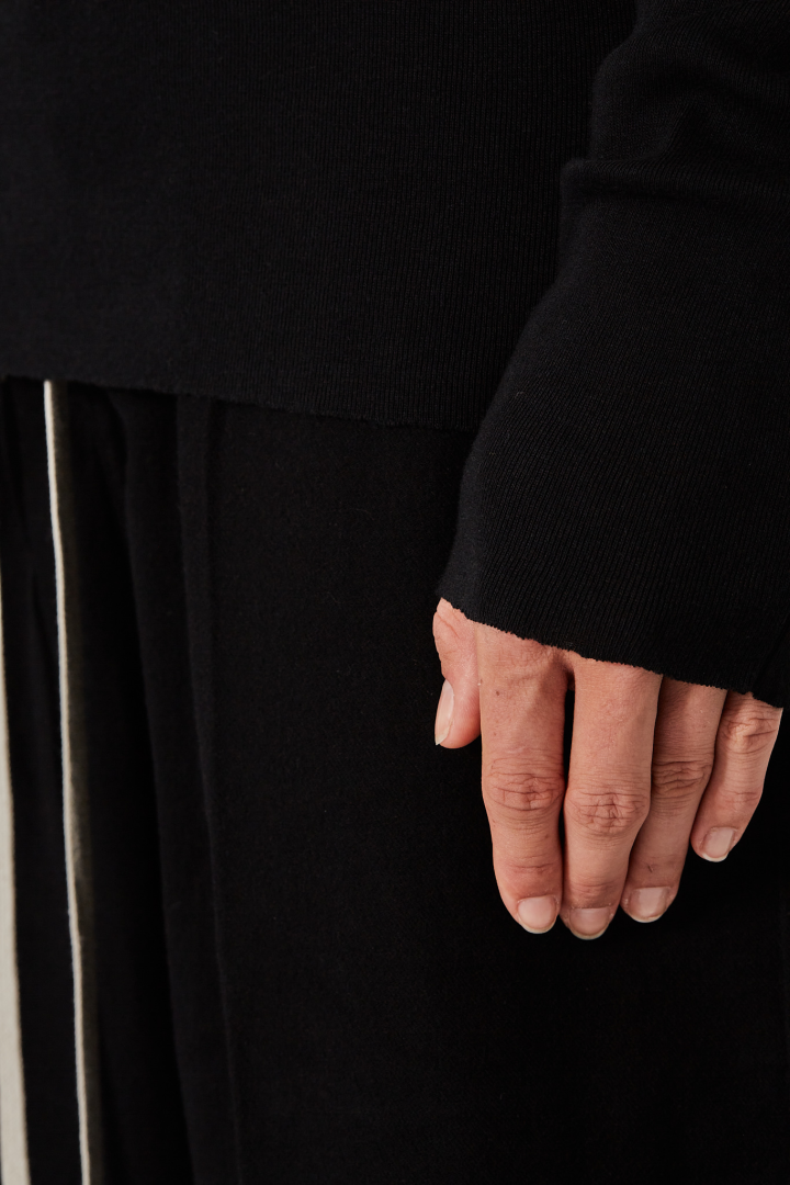 Knit T-Shir Rib LS T - Black