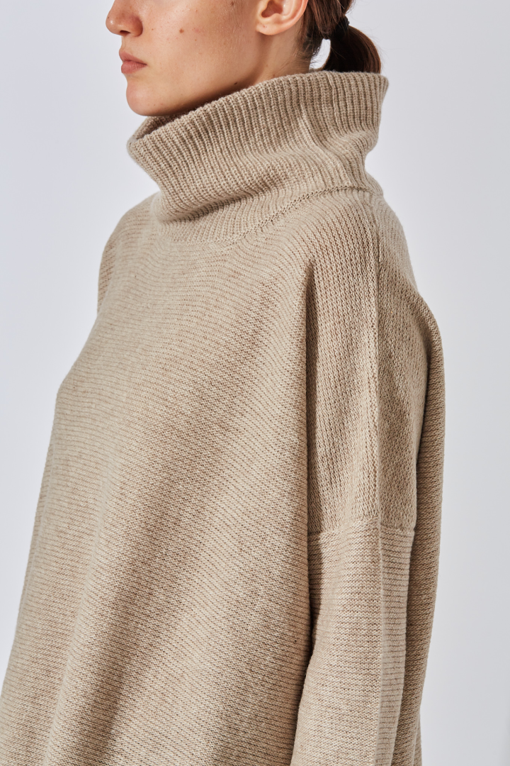 Oversized Turtle Neck Pullover - Almond Oversized Turtle Neck Pullover - Almond
