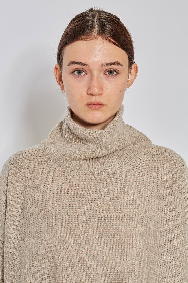 Oversized Turtle Neck Pullover - Almond Oversized Turtle Neck Pullover - Almond