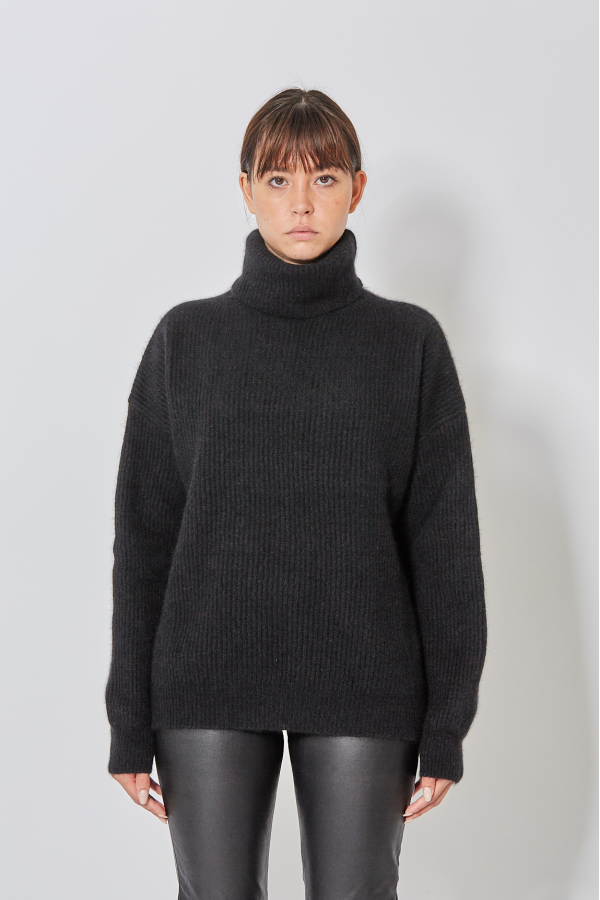 High Neck Top - Black