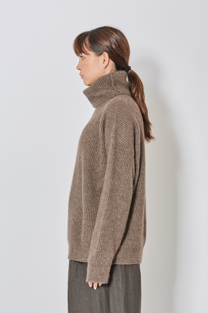 High Neck Top - Brown