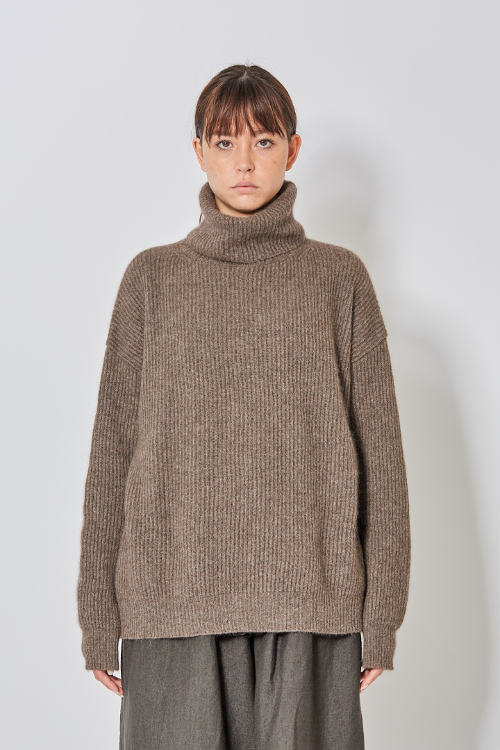 High Neck Top - Brown