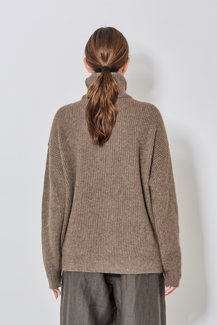 High Neck Top - Brown
