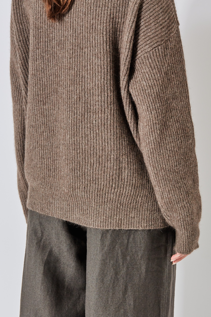 High Neck Top - Brown