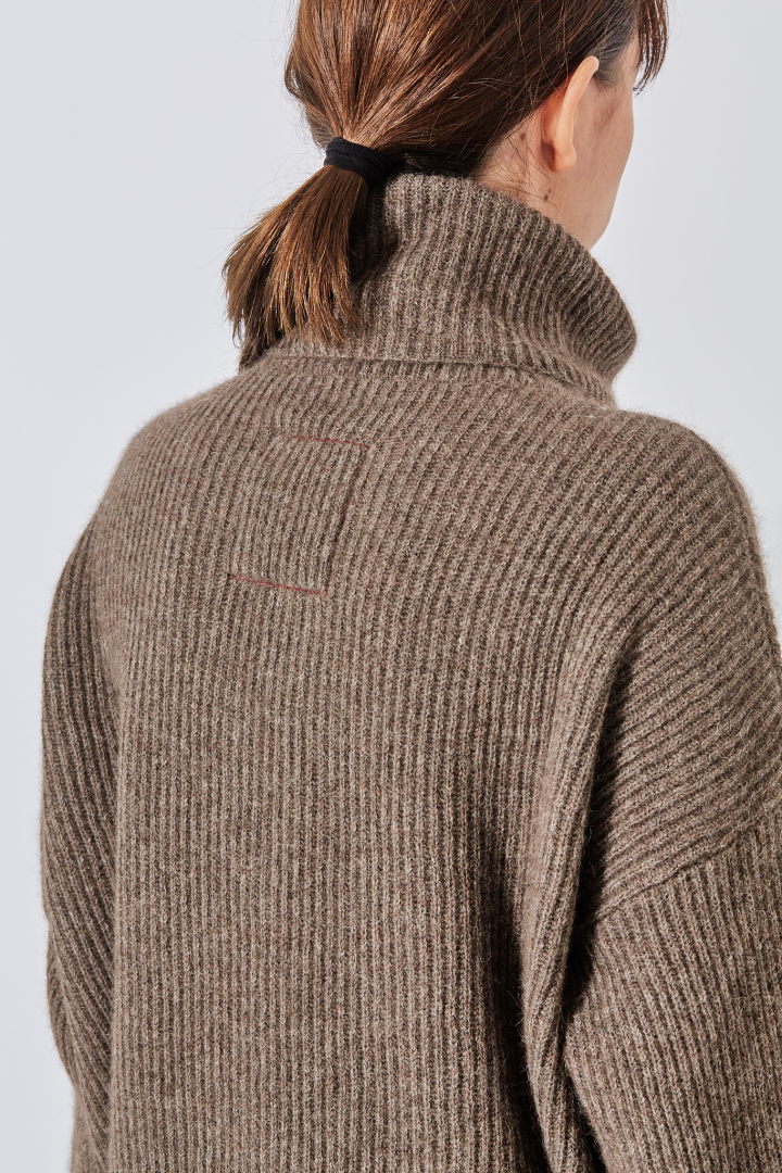 High Neck Top - Brown