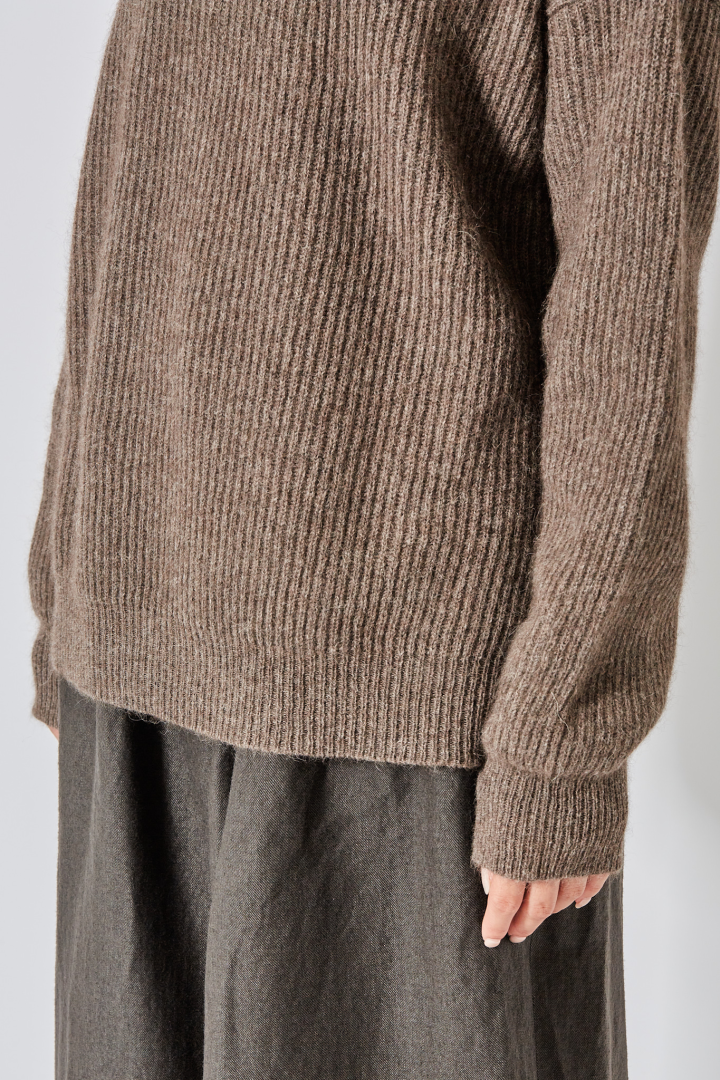 High Neck Top - Brown