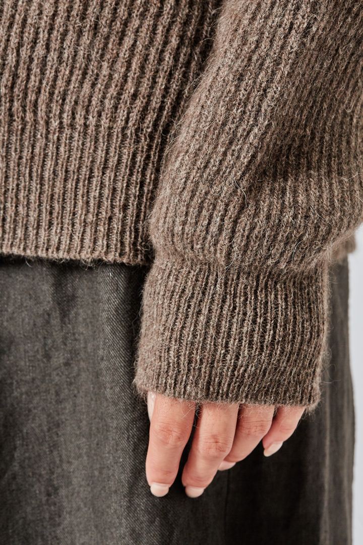 High Neck Top - Brown