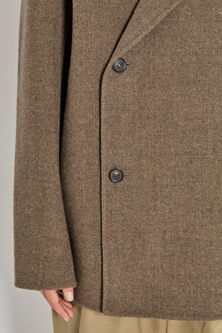 Asymmetrical Button up Jacket - Mink