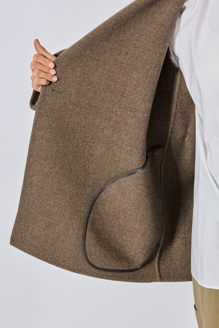 Asymmetrical Button up Jacket - Mink