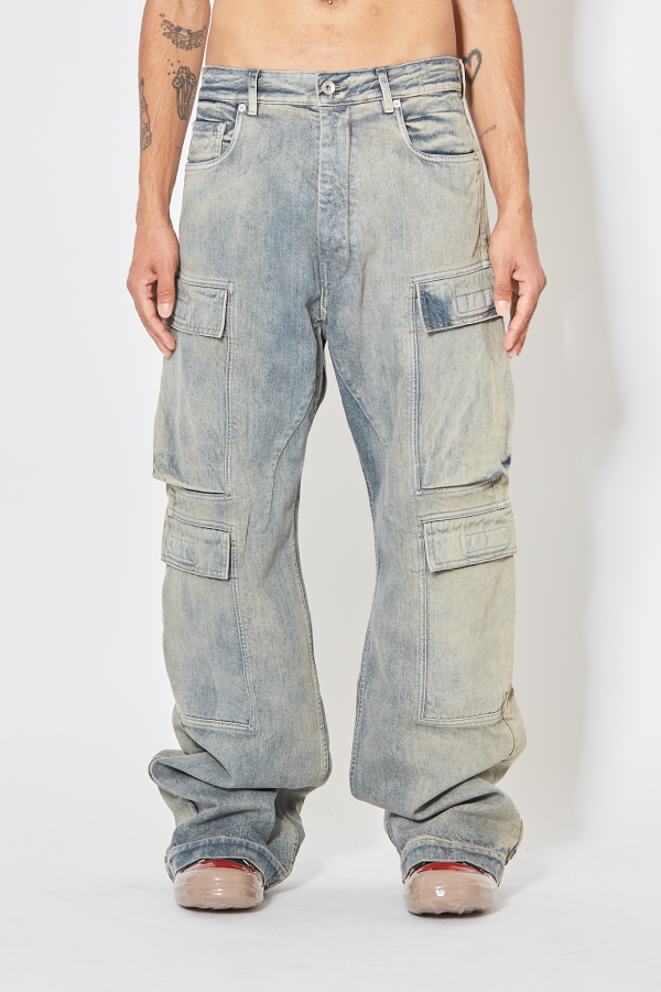 Denim Pants Double Cargo Jeans - Mineral Pearl