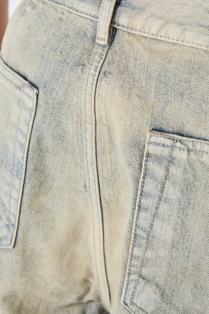 Denim Pants Double Cargo Jeans - Mineral Pearl