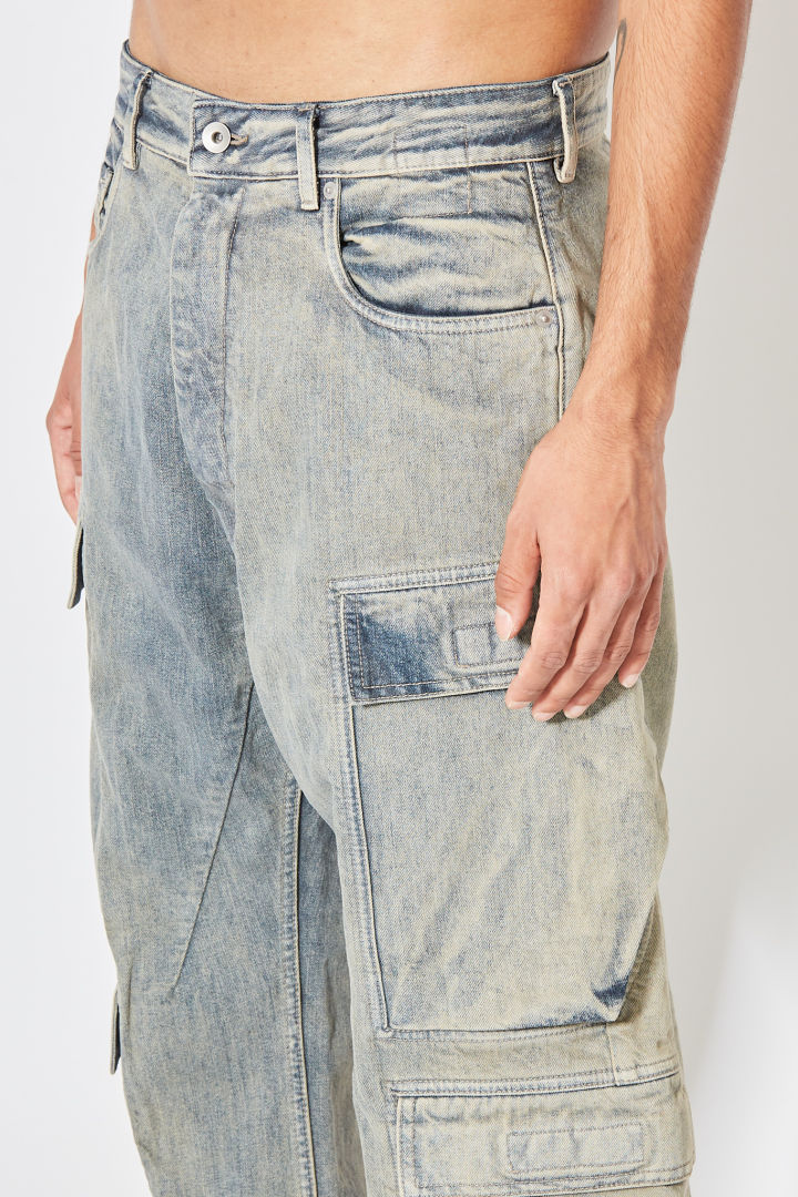 Denim Pants Double Cargo Jeans - Mineral Pearl