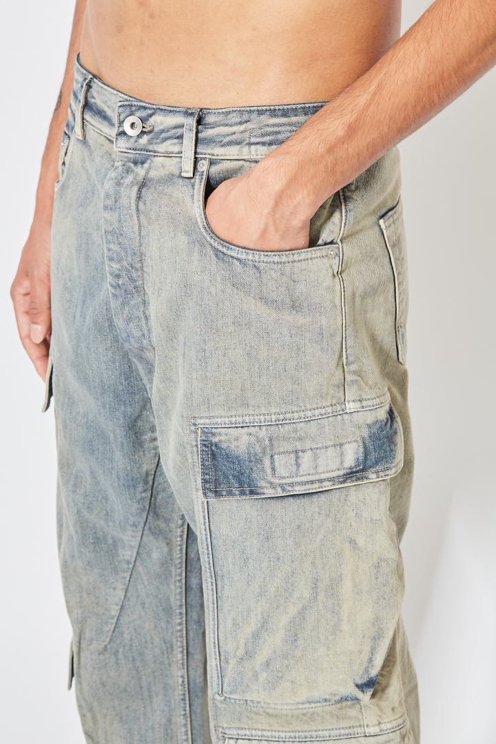Denim Pants Double Cargo Jeans - Mineral Pearl