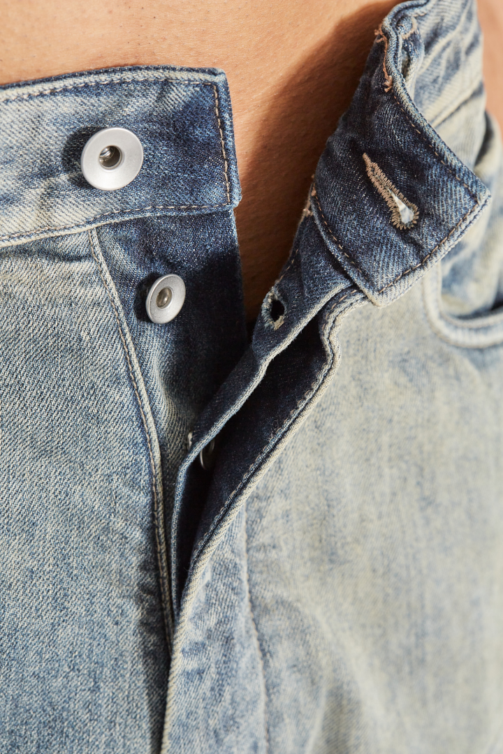 Denim Pants Double Cargo Jeans - Mineral Pearl