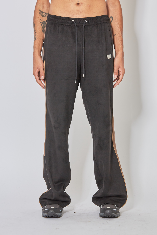 Faux Suede Sweatpants - Black