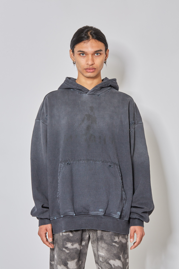 Vintage Washed Out Hoodie - Black
