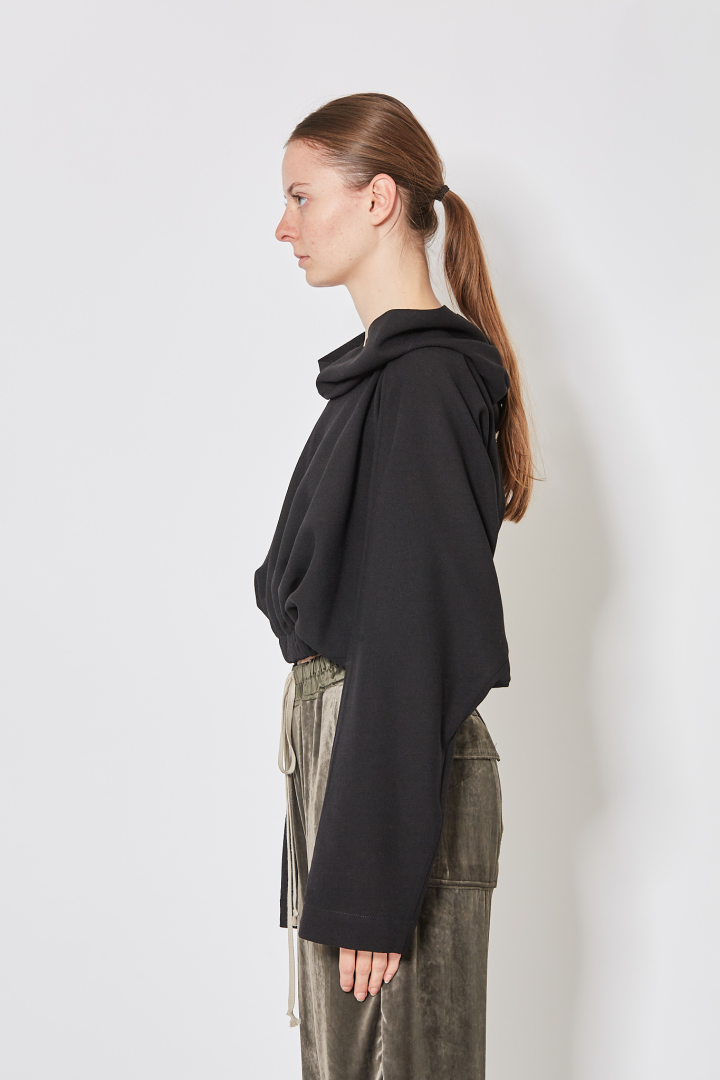T-Shirt Cropped Hodded Tunic - Black