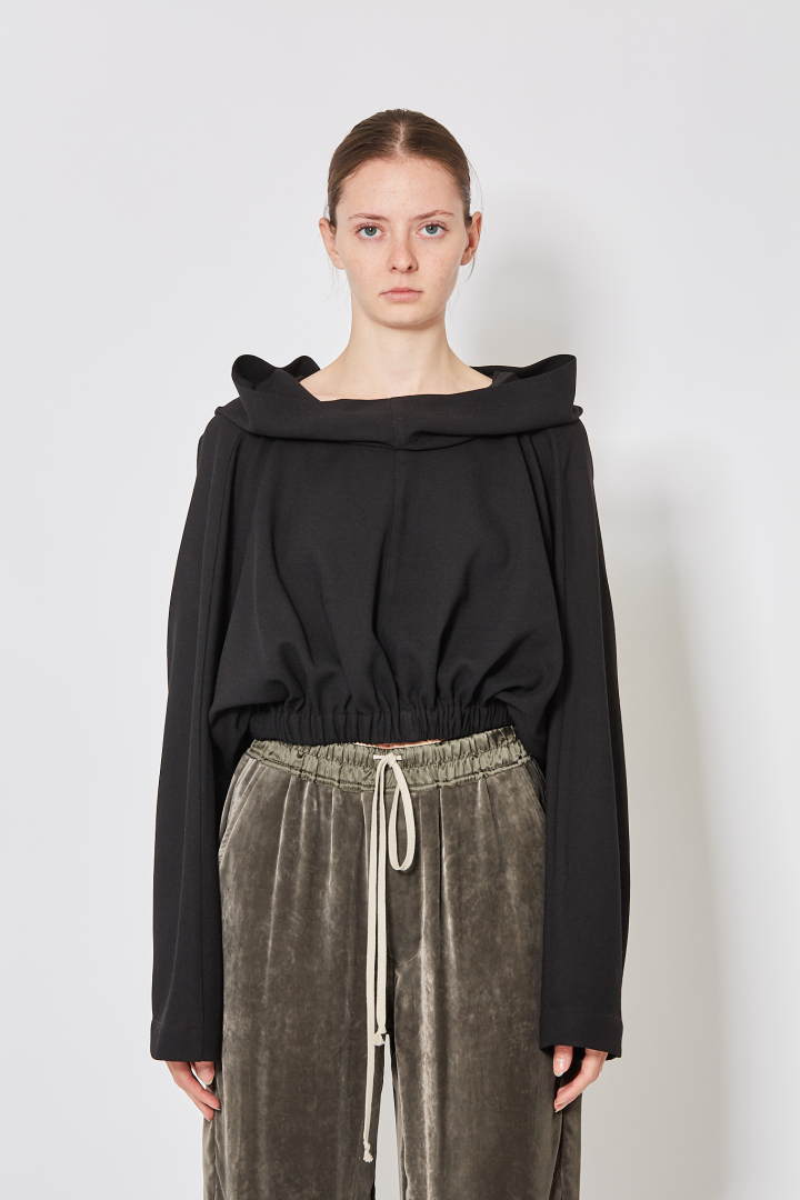 T-Shirt Cropped Hodded Tunic - Black