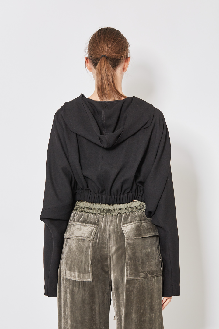 T-Shirt Cropped Hodded Tunic - Black