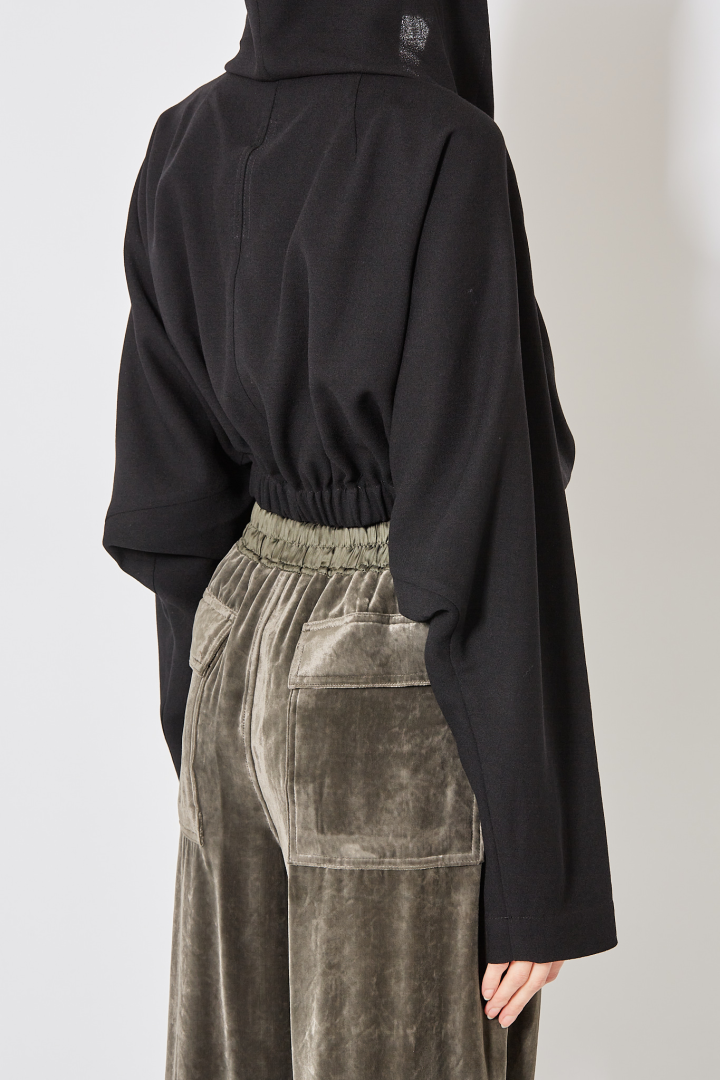 T-Shirt Cropped Hodded Tunic - Black