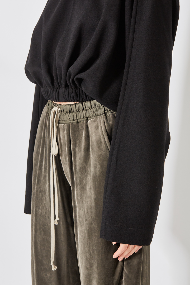 T-Shirt Cropped Hodded Tunic - Black