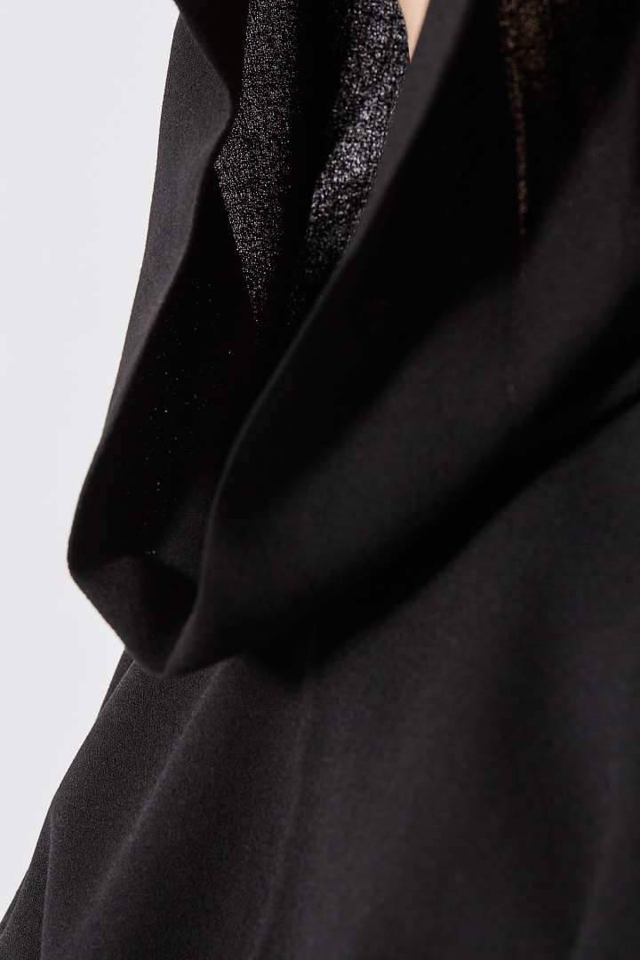 T-Shirt Cropped Hodded Tunic - Black