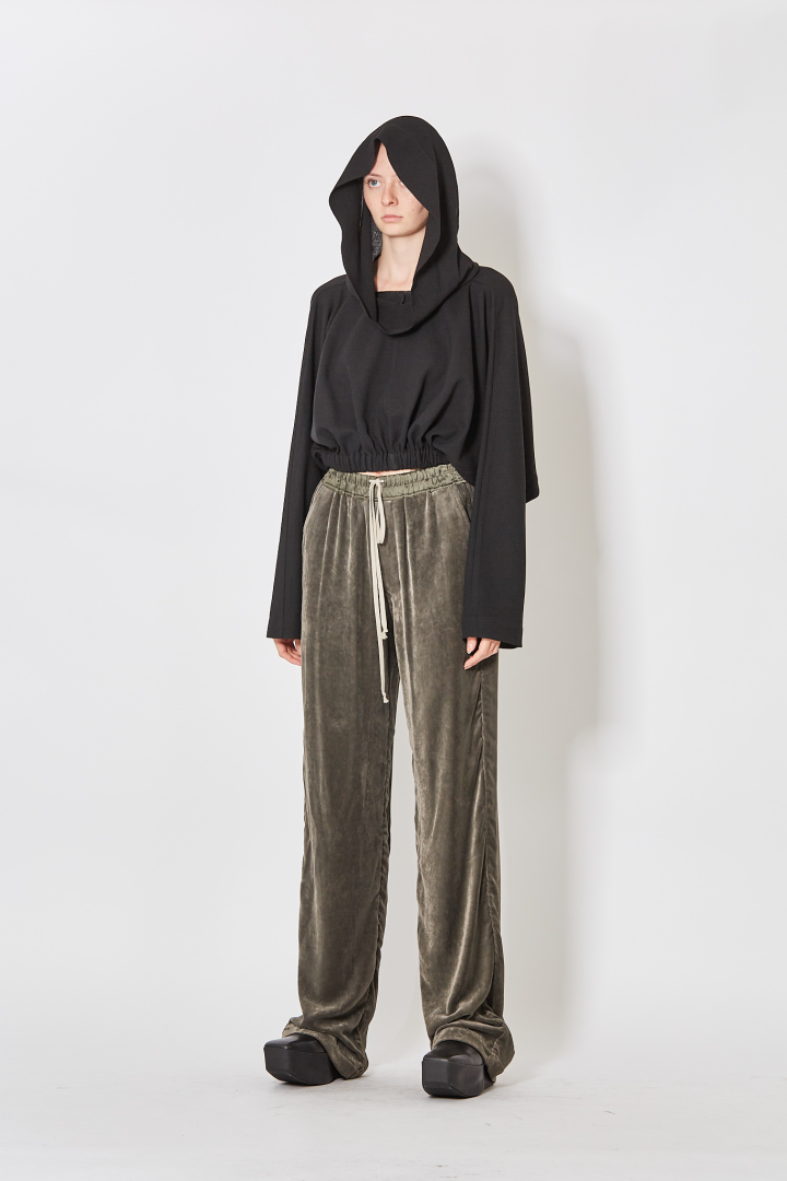 T-Shirt Cropped Hodded Tunic - Black