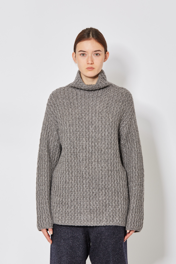 Chunky High Neck Jumper - Grey