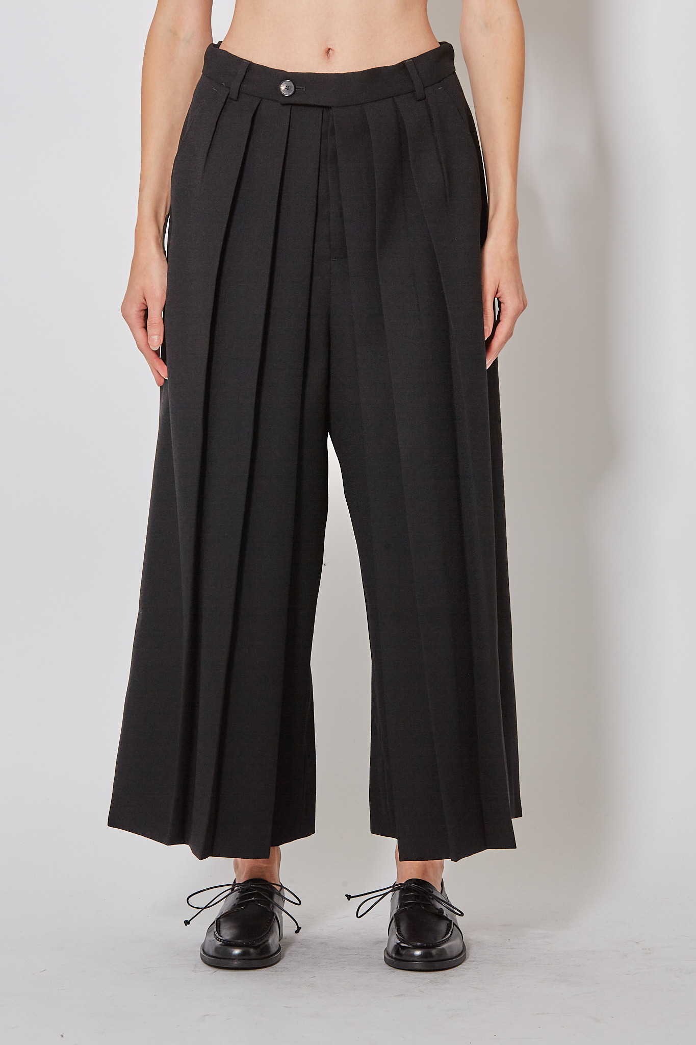 mamakumaページ Hakama Pants Long Matte & Shiny - Black