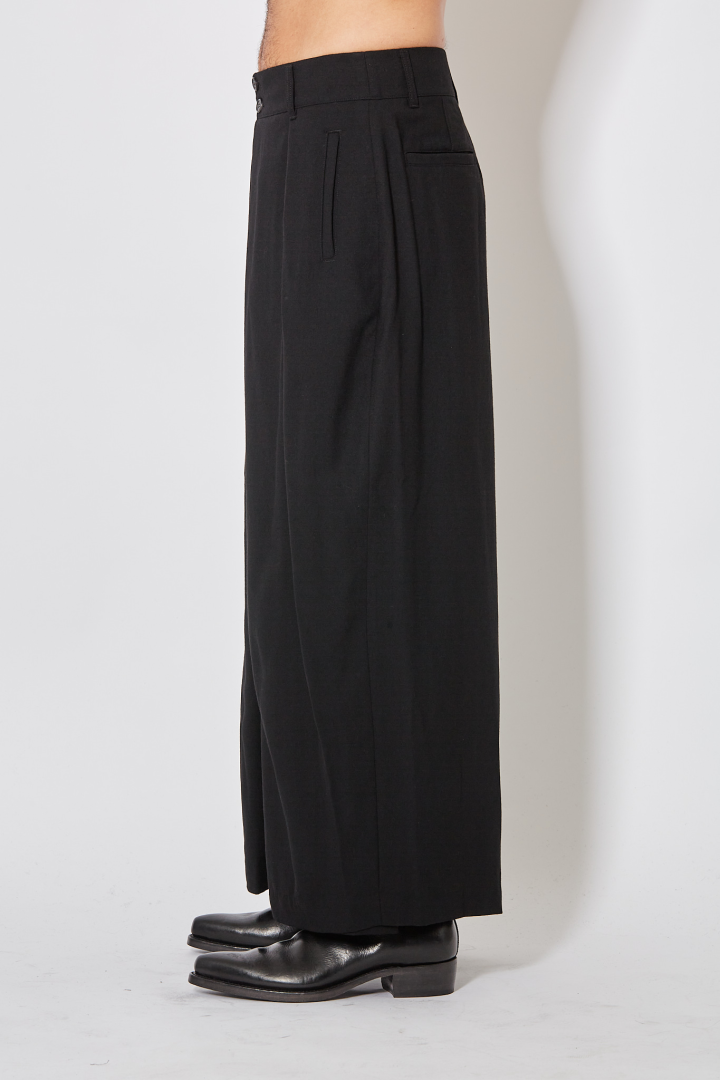 Bias Wrap Wide Pants - Black