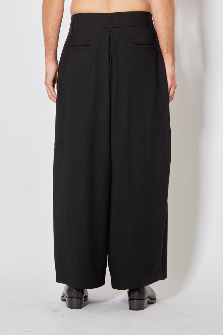 Bias Wrap Wide Pants - Black