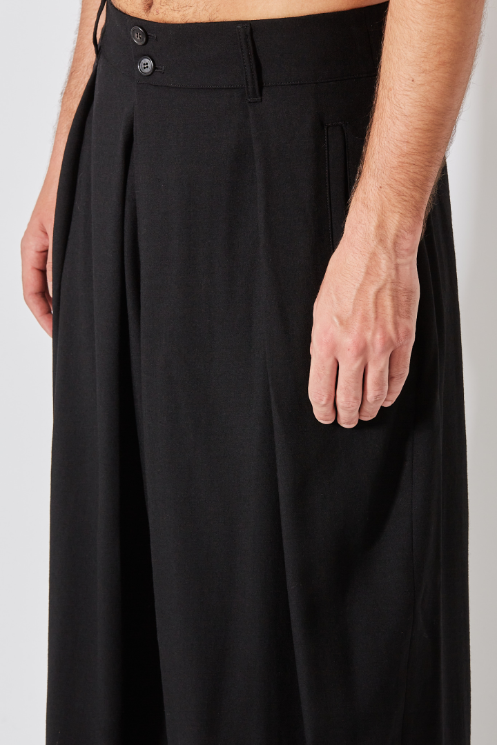 Bias Wrap Wide Pants - Black