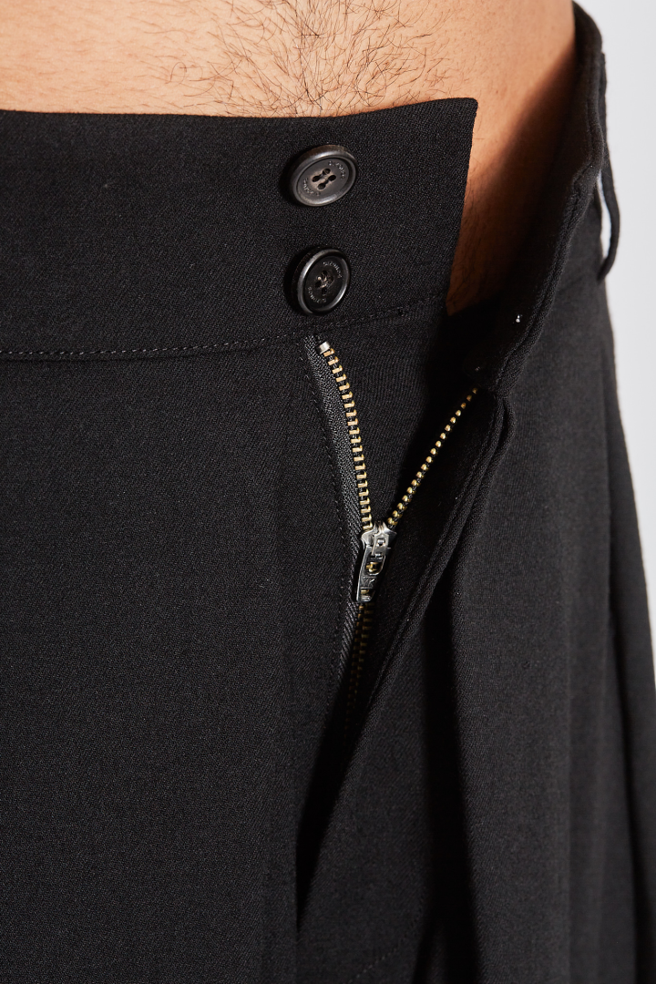 Bias Wrap Wide Pants - Black