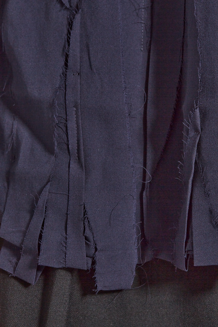 Asymmetric Pleats Shirt - Navy