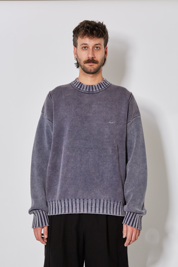 Knight Embroidered Sweater - Blue Grey