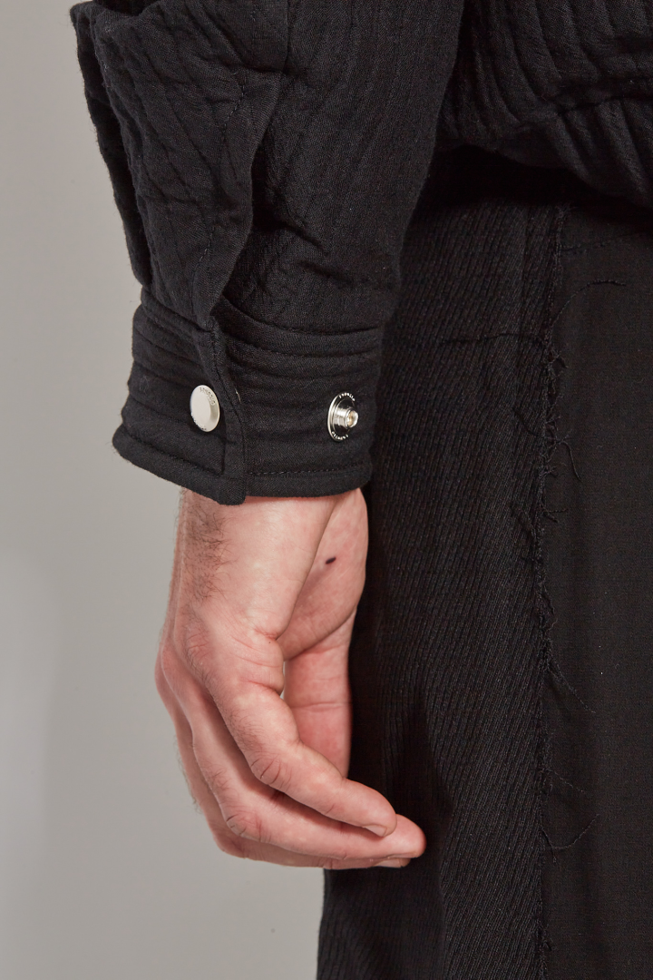 Embroidered Hood Jacket - Black