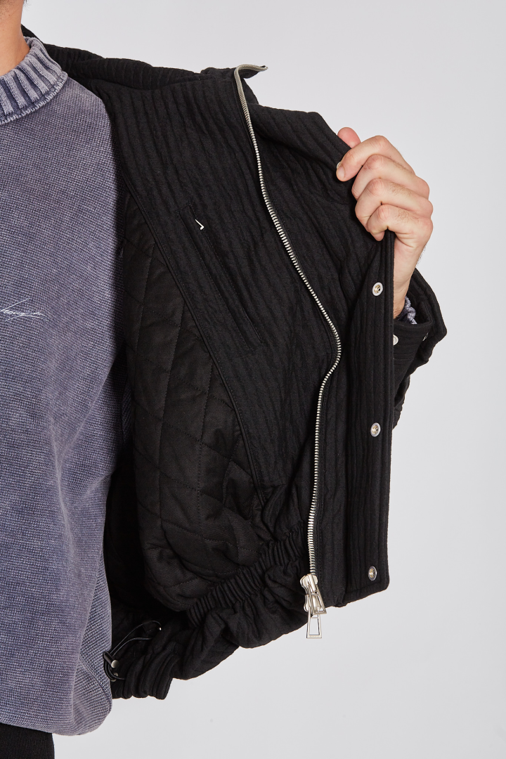 Embroidered Hood Jacket - Black