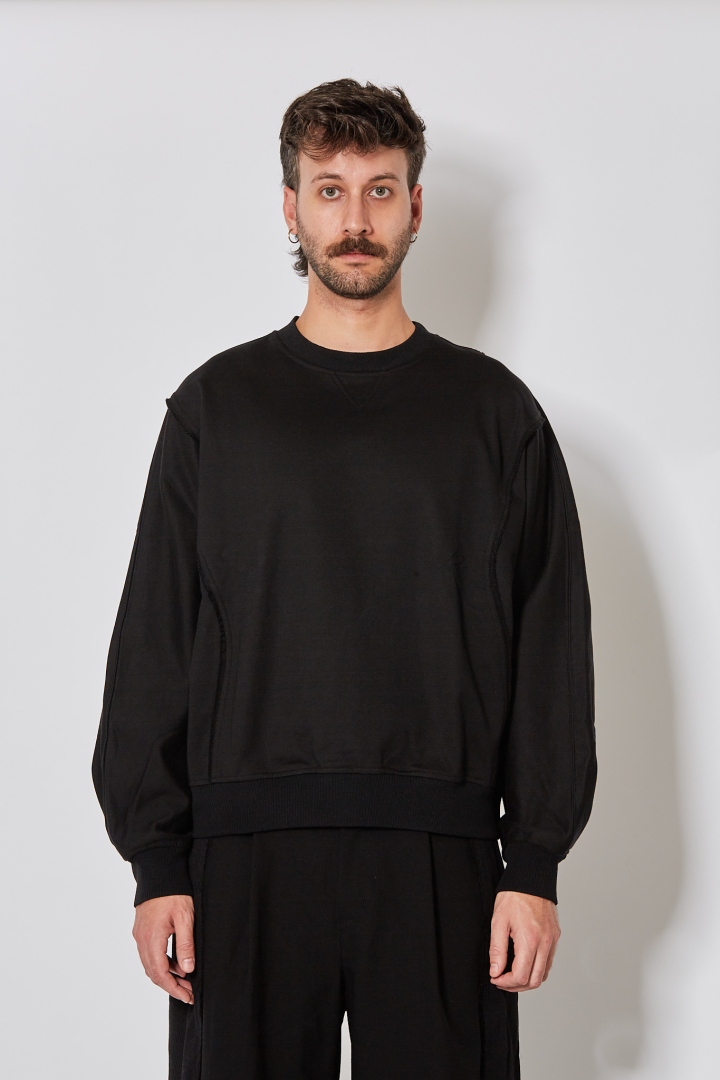 Cut Out Dolman Sweatshirt - Black