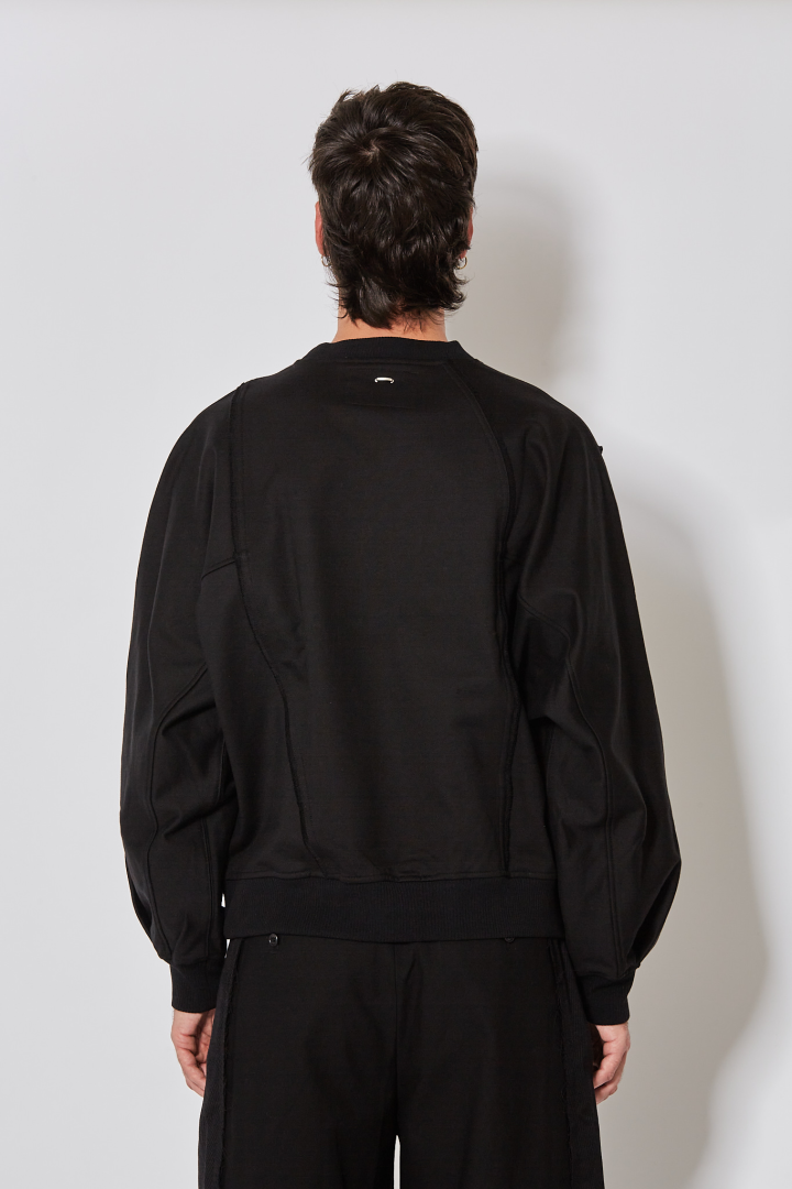 Cut Out Dolman Sweatshirt - Black