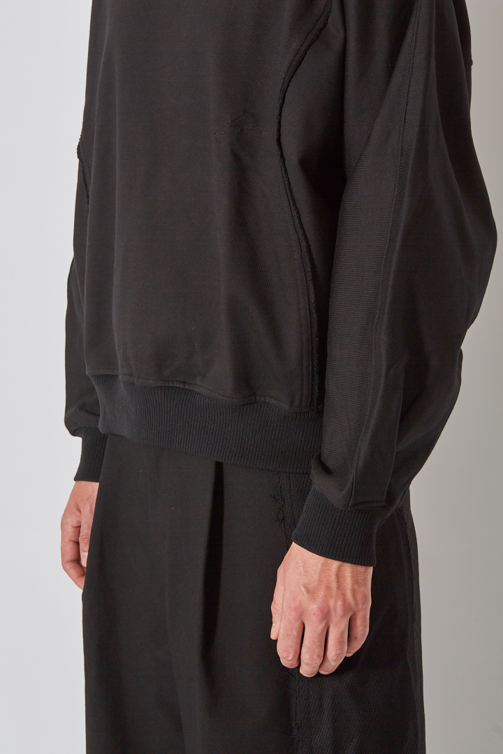 Cut Out Dolman Sweatshirt - Black