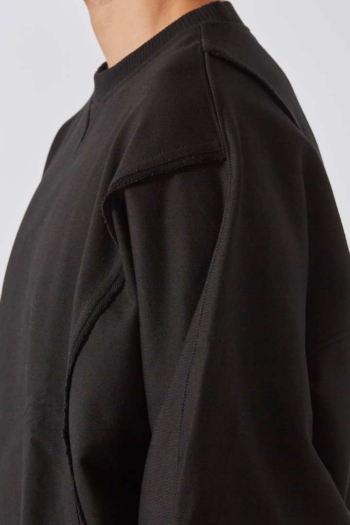 Cut Out Dolman Sweatshirt - Black