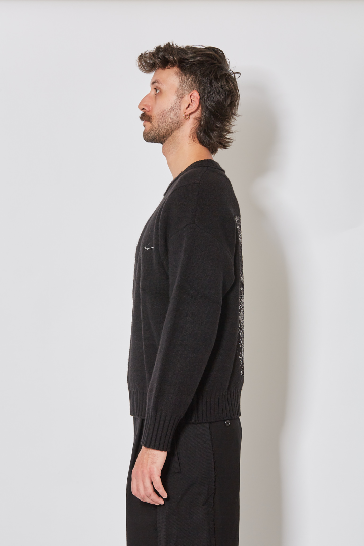 Knight Embroidered Sweater - Black